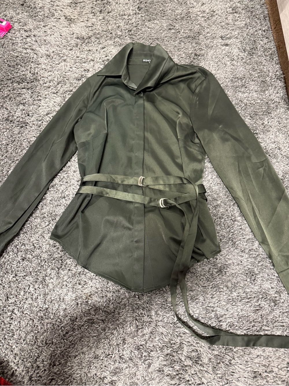 Fashion Nova Olive Green Belted Trench Coat